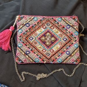 Hand beaded chain purse